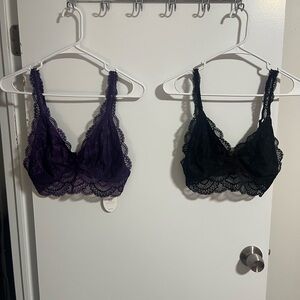 Scalloped Lace Bralette in Purple and Black